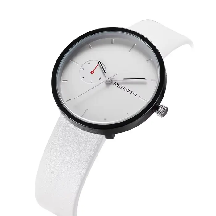 Rebirth-Montre-bracelet à quartz avec bracelet en cuir pour hommes et femmes