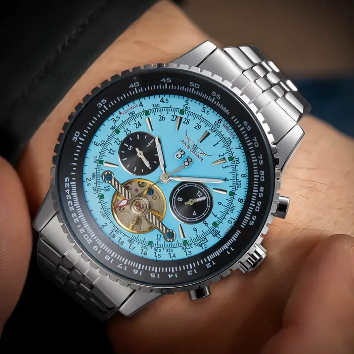 Montre Jaragar 50MM Mécanique Automatique Hommes Multifonctionnelle Calendrier Complet Occasions Spéciales Robuste Élégante