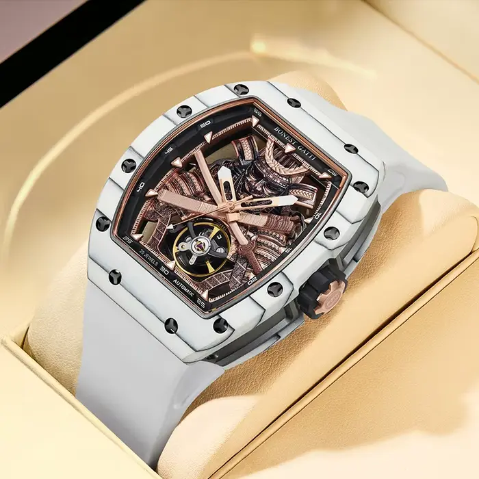BONEST GATTI BG9008 mode mouvement automatique montre-bracelet squelette guerrier grand cadran verre saphir montres mécaniques pour hommes