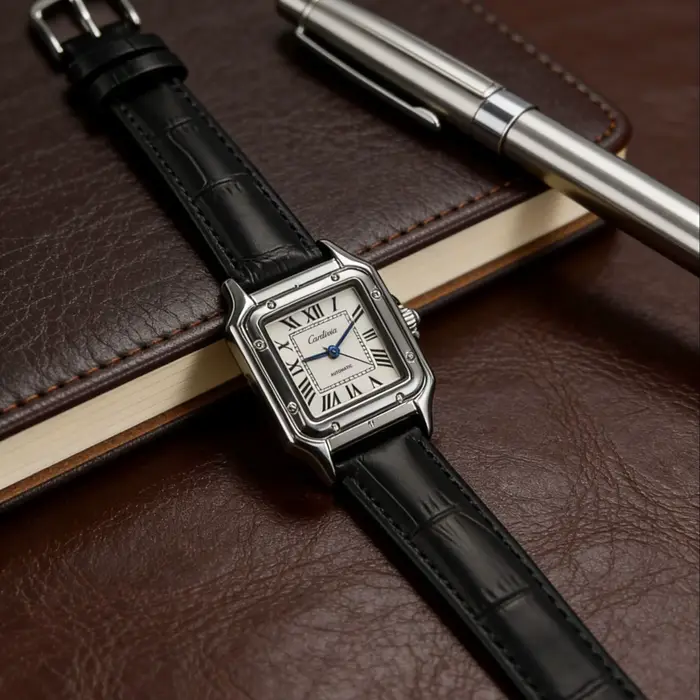 Montre à quartz carrée exquise pour femme avec cadran à chiffres romains