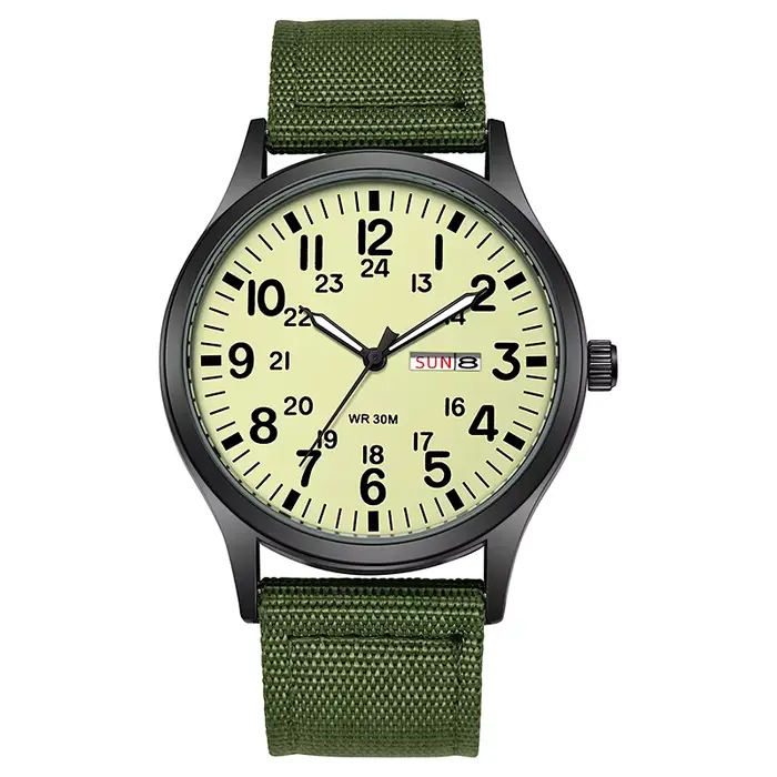 Montre de terrain TPW 2024, bracelet en tissu à lecture facile, affichage 24 heures, mouvement à Qua