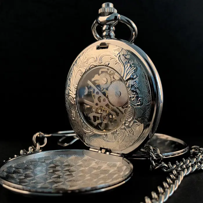 Montre de poche unisexe argentée