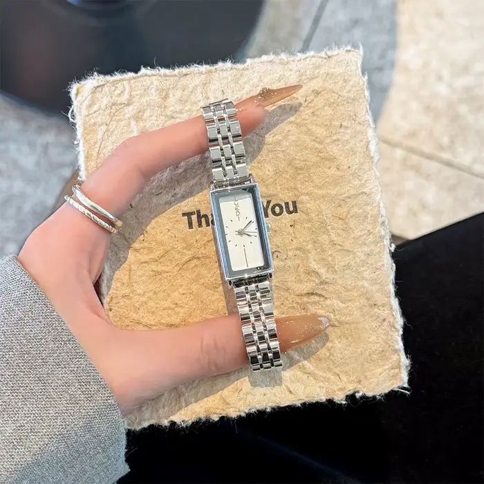GEDI montres pour femme Bracelet en acier rectangulaire montres en argent pour femme montre à Quartz