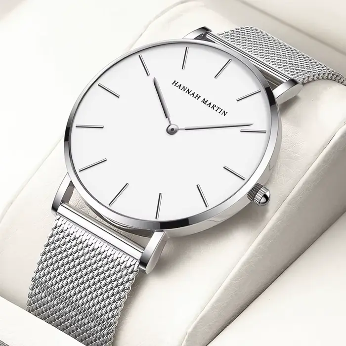 Hannah Martin montre à Quartz pour hommes d'affaires mouvement Original japonais en acier inoxydable décontracté Ultra