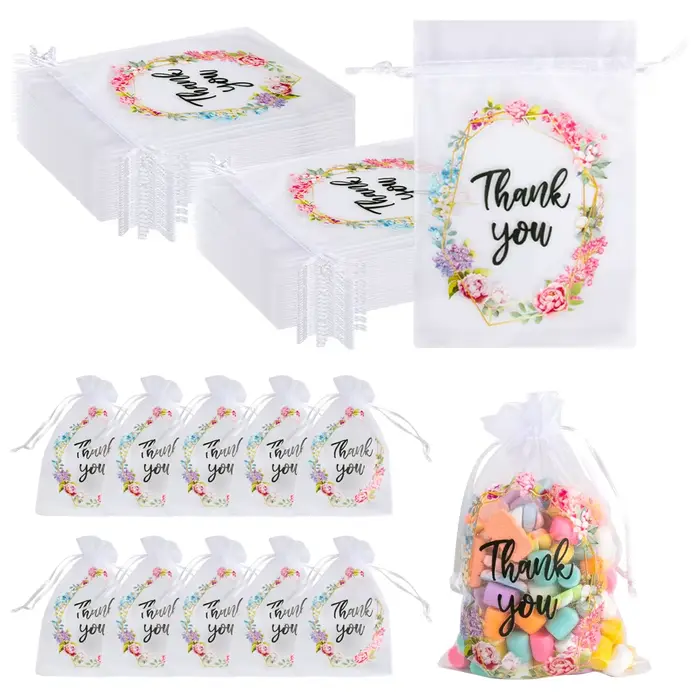 Sacs en Organza avec Lettres de Remerciement