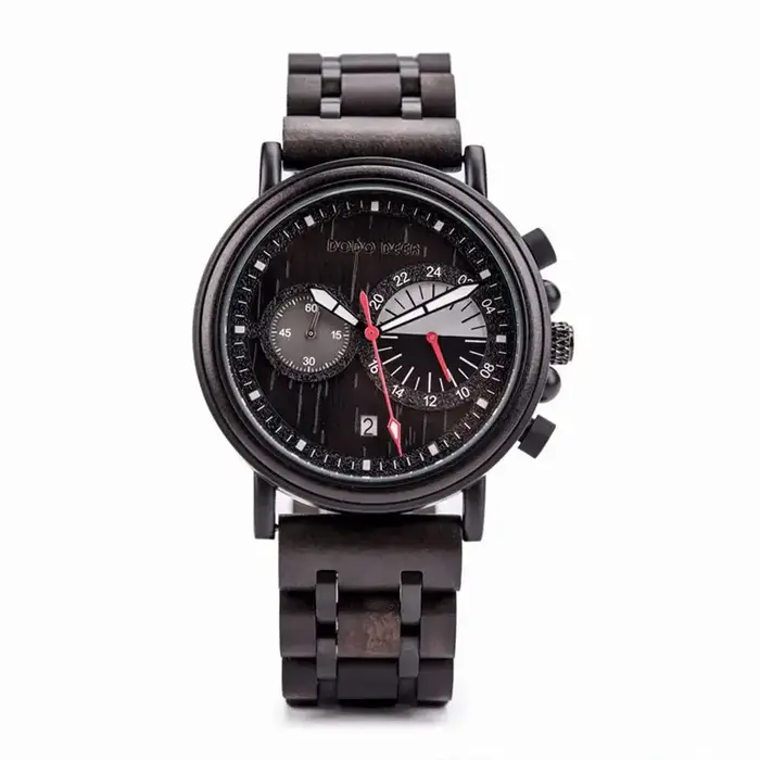 DODO DEER hommes montres en bois haut de gamme de luxe militaire en acier inoxydable chronographe montre-bracelet mâle affichage automatique de la Date cadeau des mariés