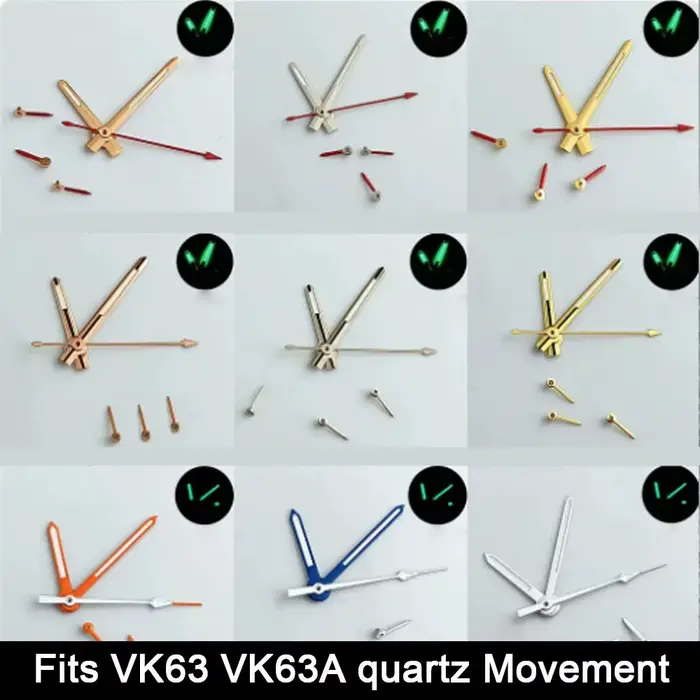 Aiguilles de montre compatibles avec le mouvement à quartz VK63 VK63A