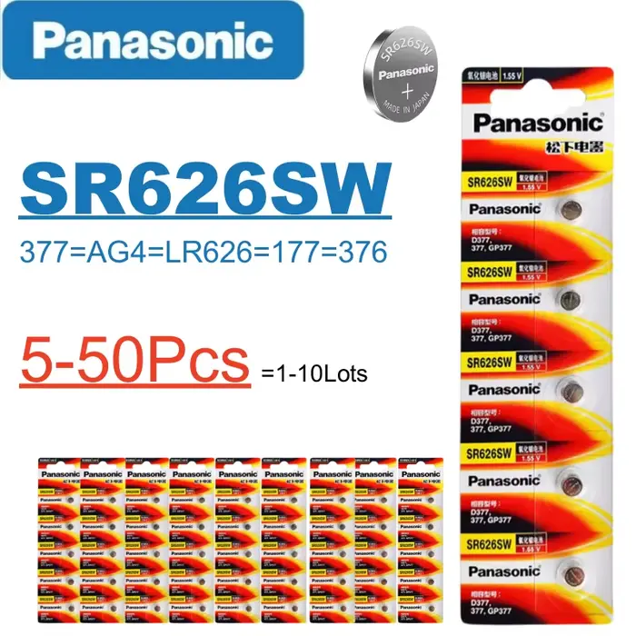 5-50 pièces Panasonic SR626SW 377 pile de montre SR626 SW AG4 LR626 177 376