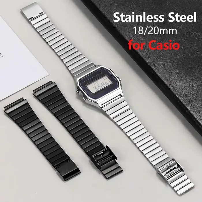 Bracelet de montre en métal Vintage pour Casio SGW400 F91W F84 F105/108/A158/168 AE1200/1300