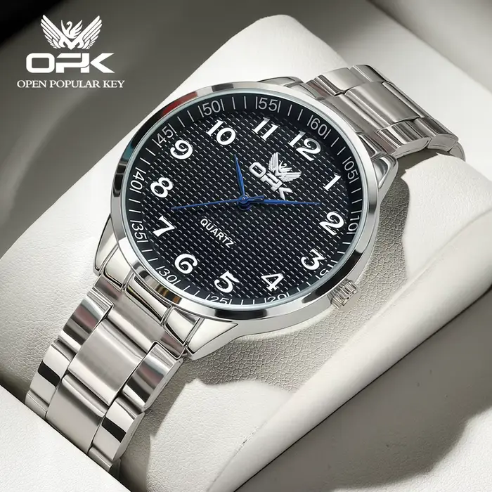 Montres à quartz de luxe OPK 6008 pour hommes, étanches, cadran numérique, acier inoxydable, montre 