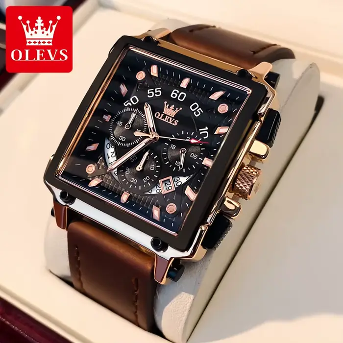OLEVS 9919 meilleure vente montres à Quartz originales pour hommes bracelet en cuir chronographe Date automatique