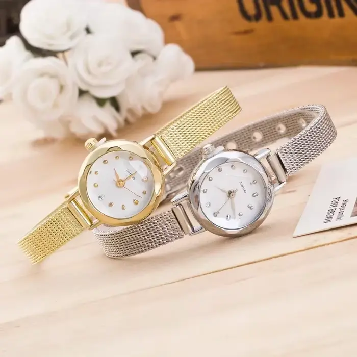 Montre de luxe femme bracelet quartz décontractée alliage couleur bronze café rose occasions spéciales