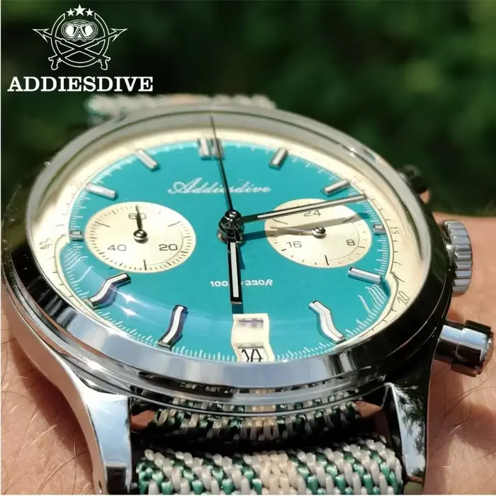 Montre chronographe homme ADDIESDIVE AD2095 acier inoxydable sport rouge résistante à l'eau pour activités nautiques et plein air