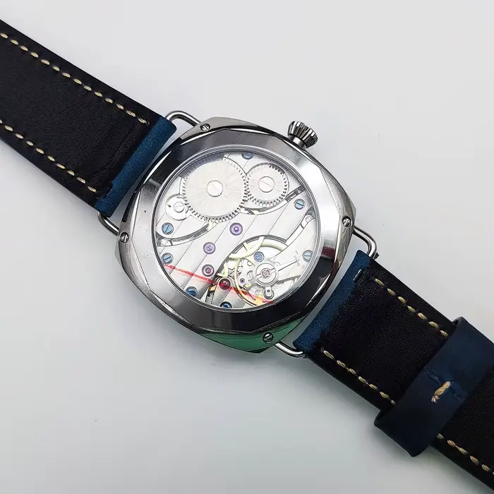 Montre mécanique manuelle en cuir pour homme