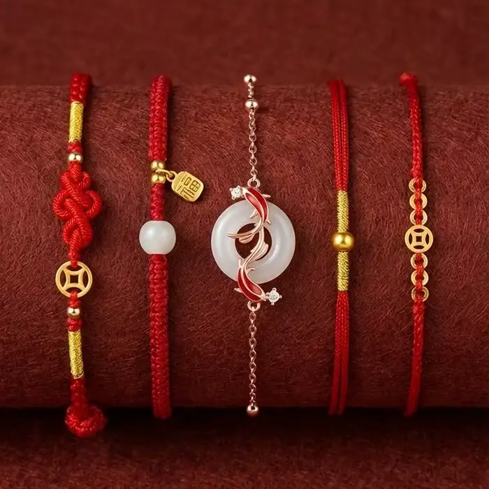 Bracelet en corde rouge unisexe avec nœud porte-bonheur ajustable pour femmes et hommes bijou de mode cadeau occasionnel amulette d'amitié