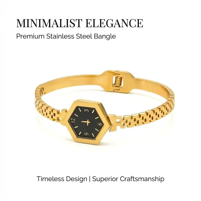 Bracelet de montre couleur or hexagonal acier inoxydable pour femmes bijou tendance cadeau poignet élégant occasion spéciale