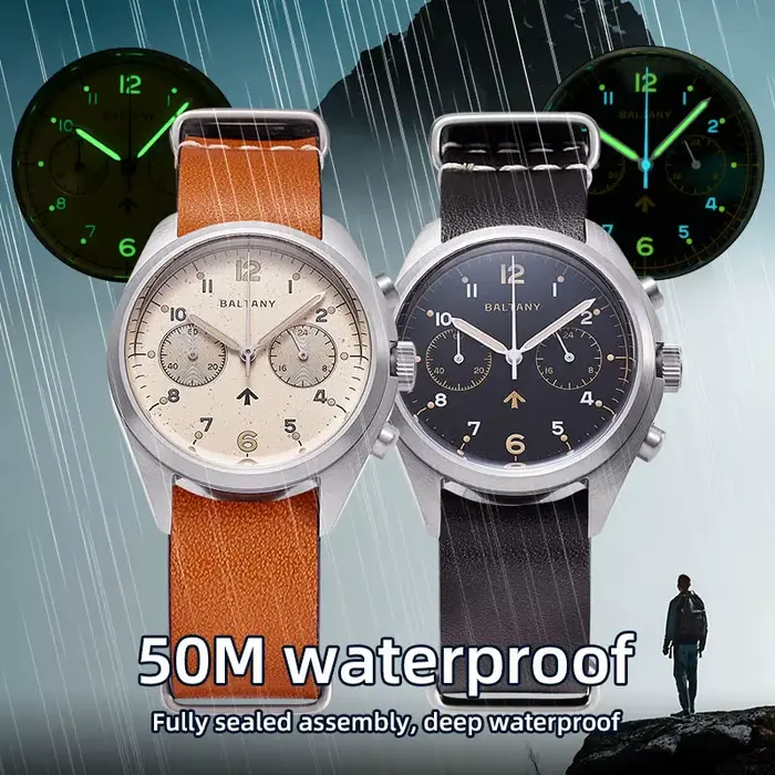 Montre Baltany 39mm S5044 Chronographe Militaire Quartz Résistante à l'Eau Occasions Spéciales Homme