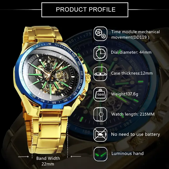 WINNER montre mécanique automatique officielle pour hommes