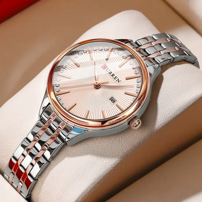 Montre Curren Simple Quartz Femme Bracelet Acier Inoxydable Occasions Spéciales Résistance Eau 3 Bars