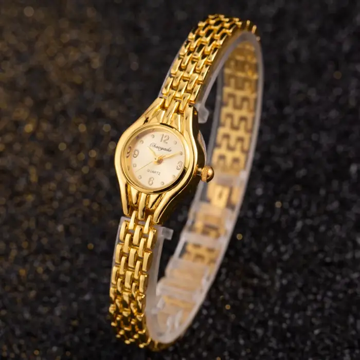 Montres pour femmes simples et élégantes, montres-bracelets dorées de luxe de grande marque pour fem