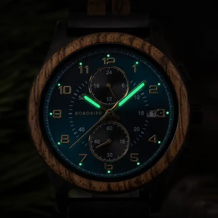 Montre en bois pour homme BOBOBIRD Chronographe PE933T-3