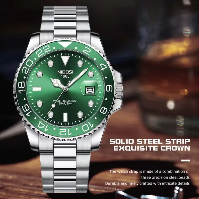 NIBOSI montre en acier inoxydable