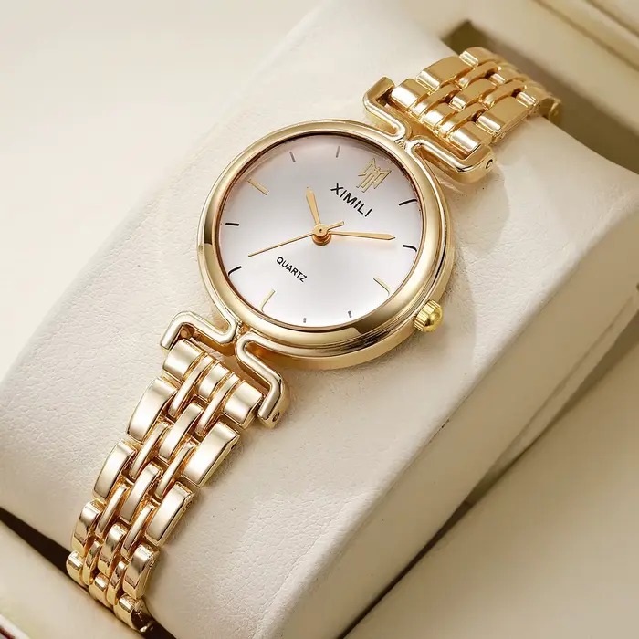Montre élégante pour femme avec bracelet en acier inoxydable, quartz, design simple et résistant aux chocs pour toutes les occasions