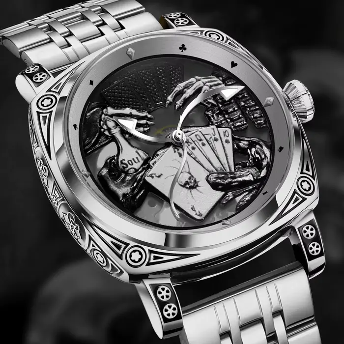 Montre Glenaw Poker Série Top en acier inoxydable pour homme résistante à l'eau et au choc mode et décontracté occasions spéciales et quotidiennes