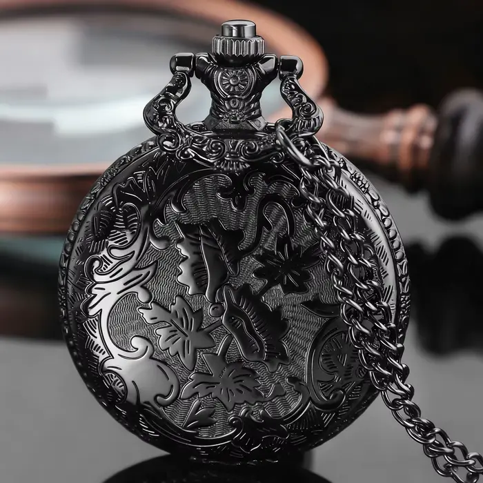 Montre de poche à quartz vintage steampunk avec design Arbre de Vie et chiffres romains