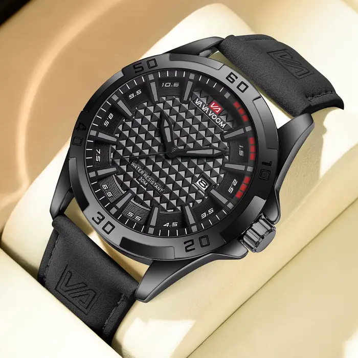 Montre-bracelet Quartz VA VA VOOM Style Militaire Décontracté pour Hommes Occasions Spéciales Robuste Polyvalente