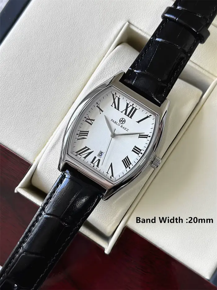 PABLO RAEZ luxe hommes Quartz montre en cuir barils forme étanche Date haut marque montre-bracelet