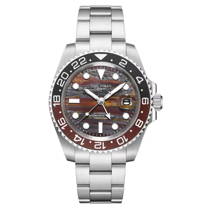 Nouvelle Montre Automatique pour Homme 2026 Tiger Iron GMT Super Lumineuse Étanche 10 ATM Affichage 