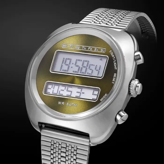 Montre numérique rétro à double affichage pour homme avec date