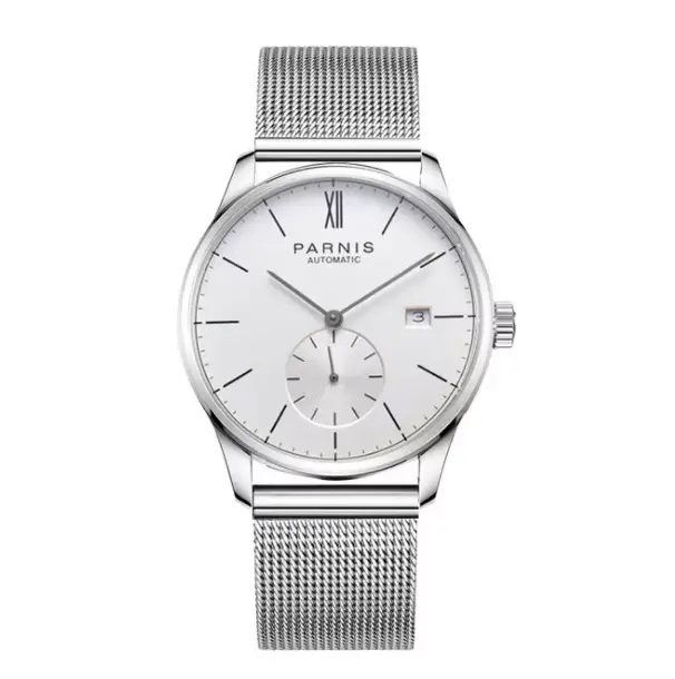 Parhéritage-Montre mécanique automatique pour homme, cadran blanc, boîtier en acier inoxydable, cale