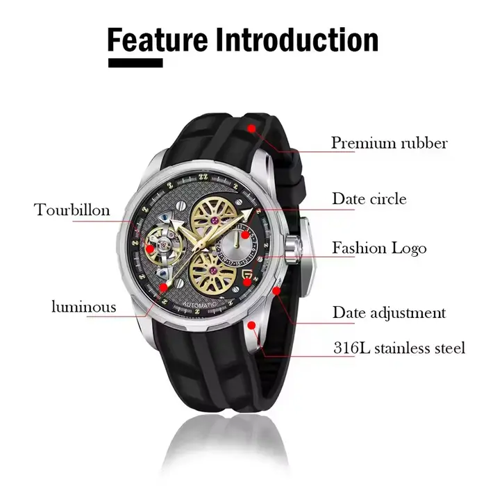 PAGANI DESIGN – montre mécanique à Tourbillon pour hommes