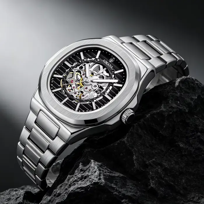 Montre mécanique squelette de style Nautilus pour homme AIMANA