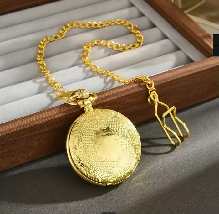 Montre de poche à Quartz à chiffres romains dorés à la mode
