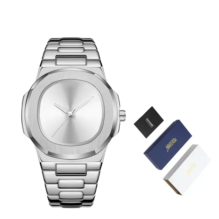 Montre à quartz étanche pour homme, cadran uni, argent, noir, style décontracté, main Shoous classiq