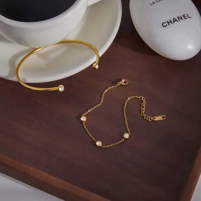 Zora 2 pièces/ensemble Bracelet chaîne en zircon