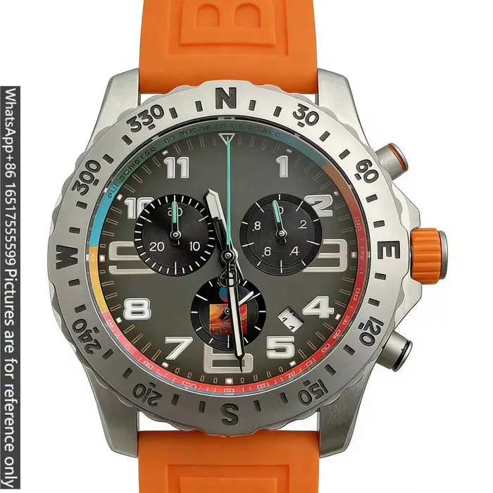 Montres de luxe surdimensionnées pour hommes de 45 mm, en acier massif 904L brossé, chronographe à q