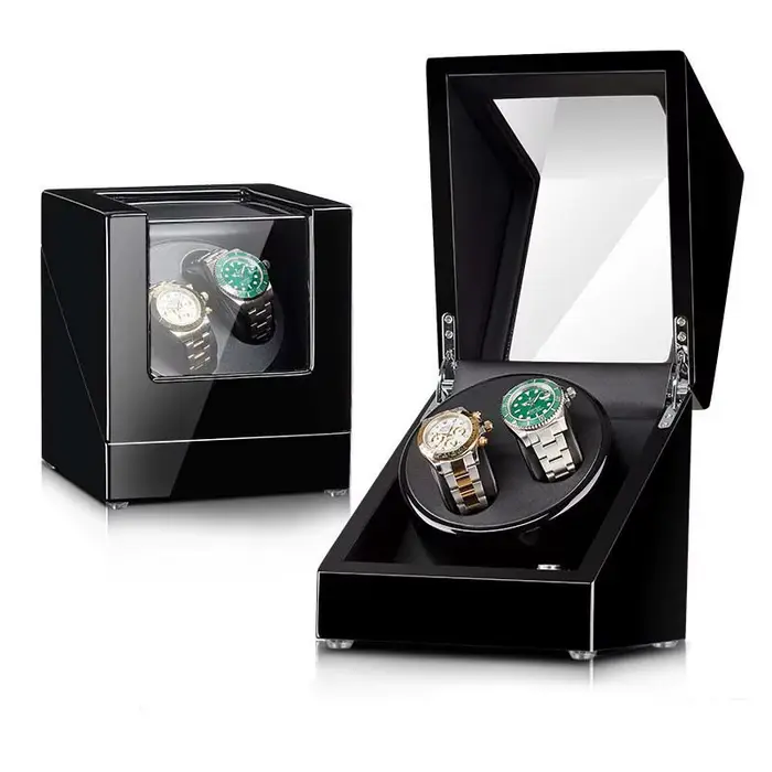 Remontoir de montre double pour montres automatiques, boîte en cuir, 2 emplacements, remontoir de mo