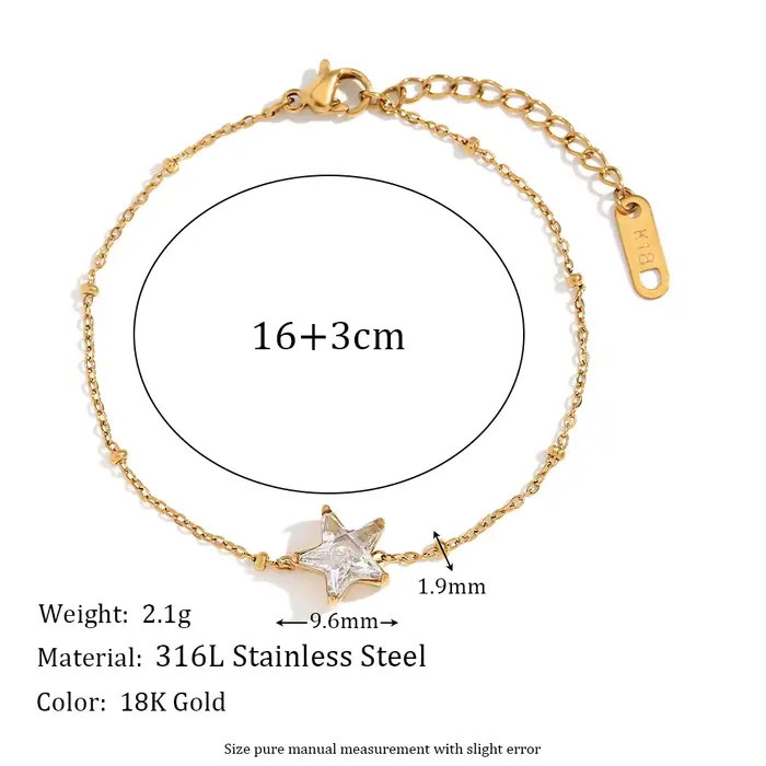 MamacitaSlay élégant étoile étincelante chaîne mince bracelets sans ternissement étanche bracelet en