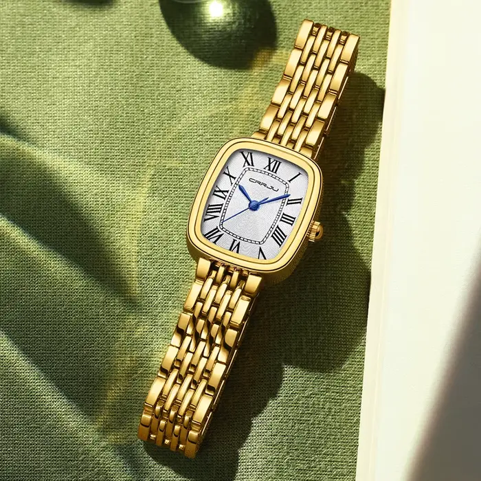 CRRJU Montres en or pour femme avec petit bracelet vintage