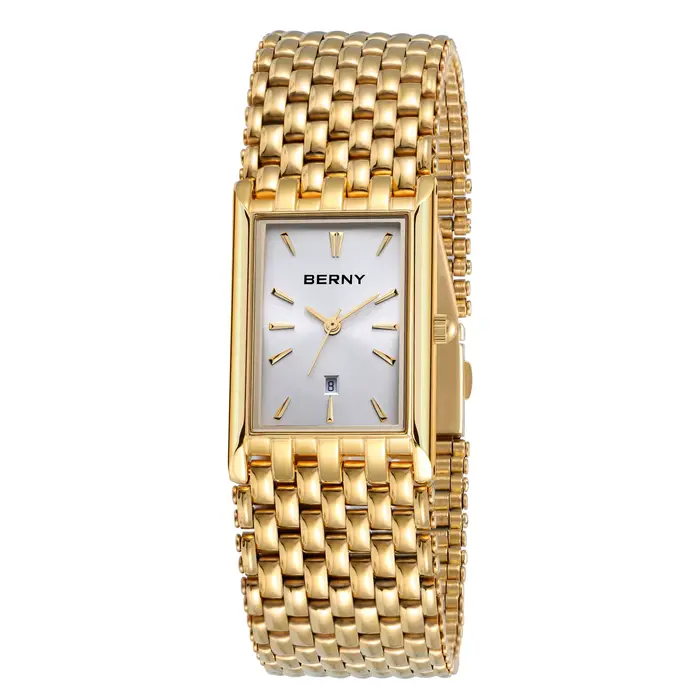 BERNY – montre à Quartz carrée pour hommes, marque de luxe, résistante à l'eau 3ATM, en acier inoxyd