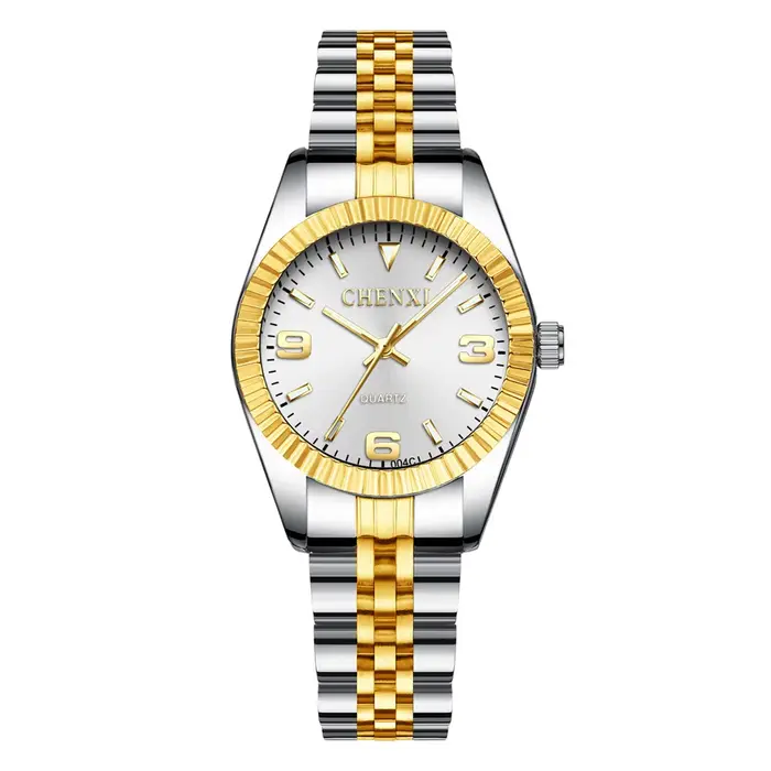 CHENXI marque haut de gamme dames montre dorée pour femmes horloge femme robe strass Quartz étanche 