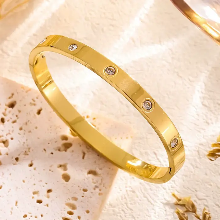 Bracelets de luxe en acier inoxydable et Zircon pour femmes