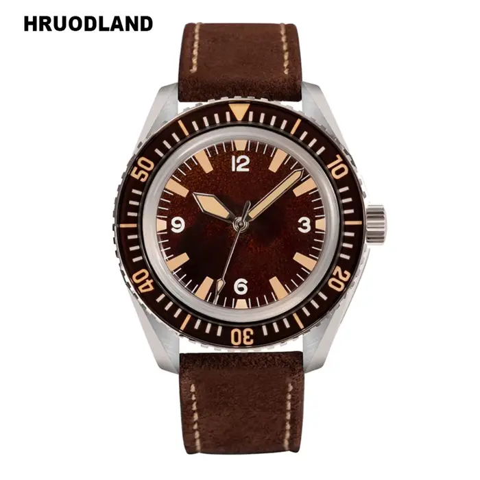 Hruodland 2026 nouvelle montre mécanique automatique rétro pour homme, verre Hangzhou K1, acier inox