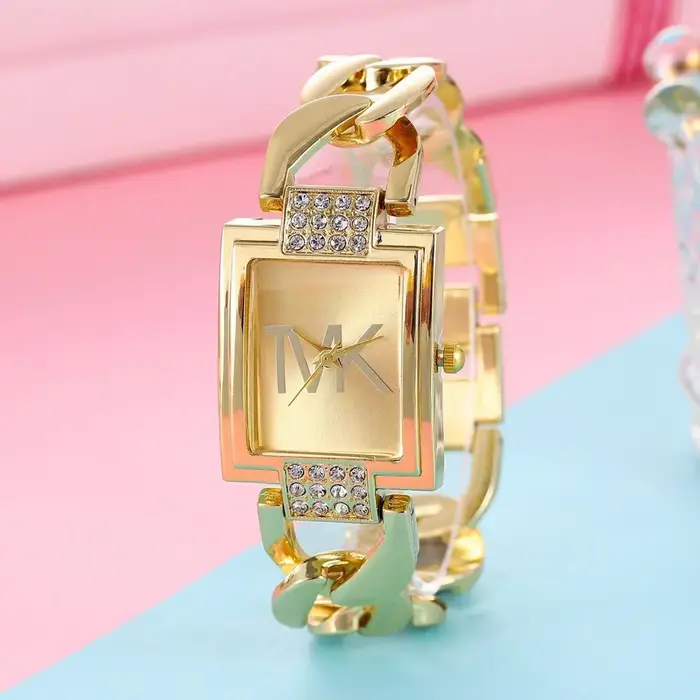 MAYZHISU montre-Bracelet pour femme créatif carré diamant femmes montres à Quartz lumière-luxe dames