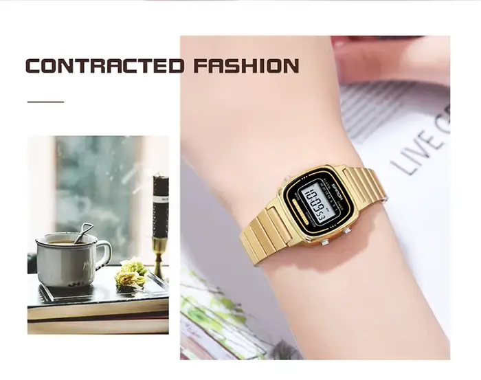 SANDA 6053 montre numérique de luxe pour femmes élégant étanche sport LED affichage