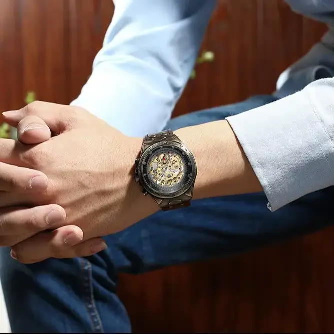 BINBOND A275 montre mécanique automatique originale pour hommes étanche rétro Tourbillon verre de cristal
